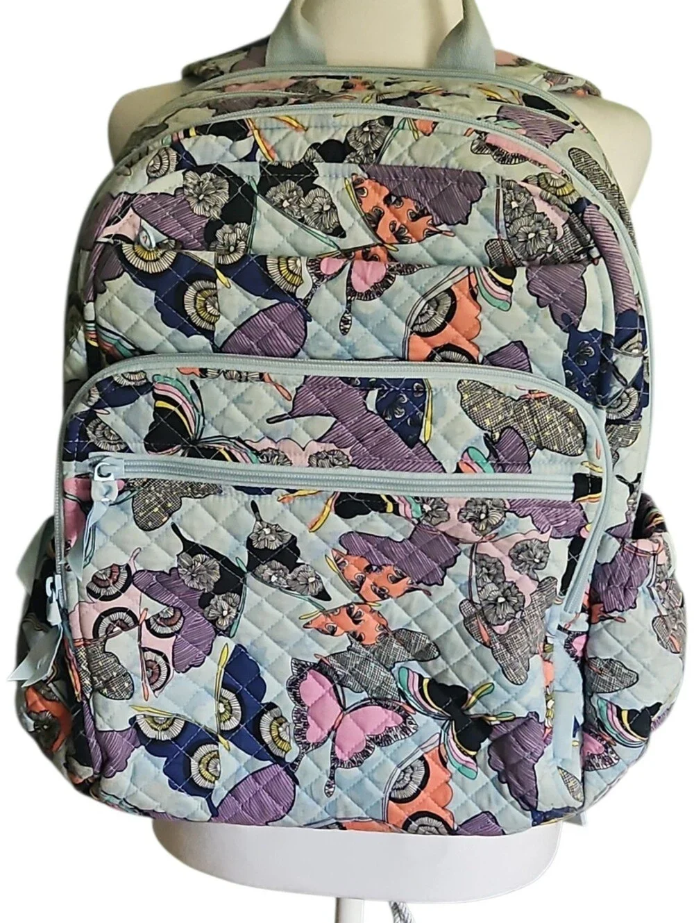 Vera Bradley Quilted "Butterfly By" Print Campus Backpack - Picture 1 of 7